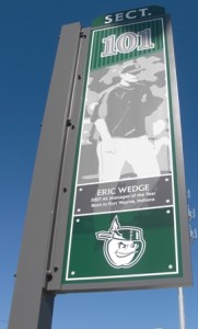 Signs on top of each section has to do with Fort Wayne baseball history